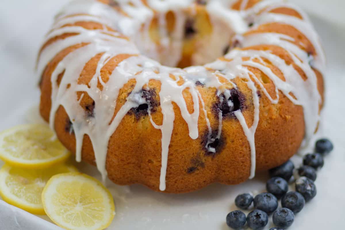 Delightful Glazed Lemon-Blueberry Bundt Cake