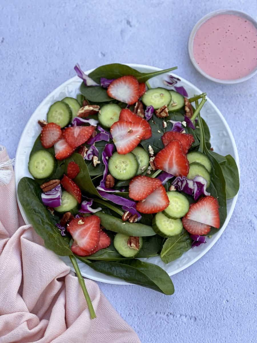 Summery Baby Spinach and Strawberry Salad with Vinaigrette