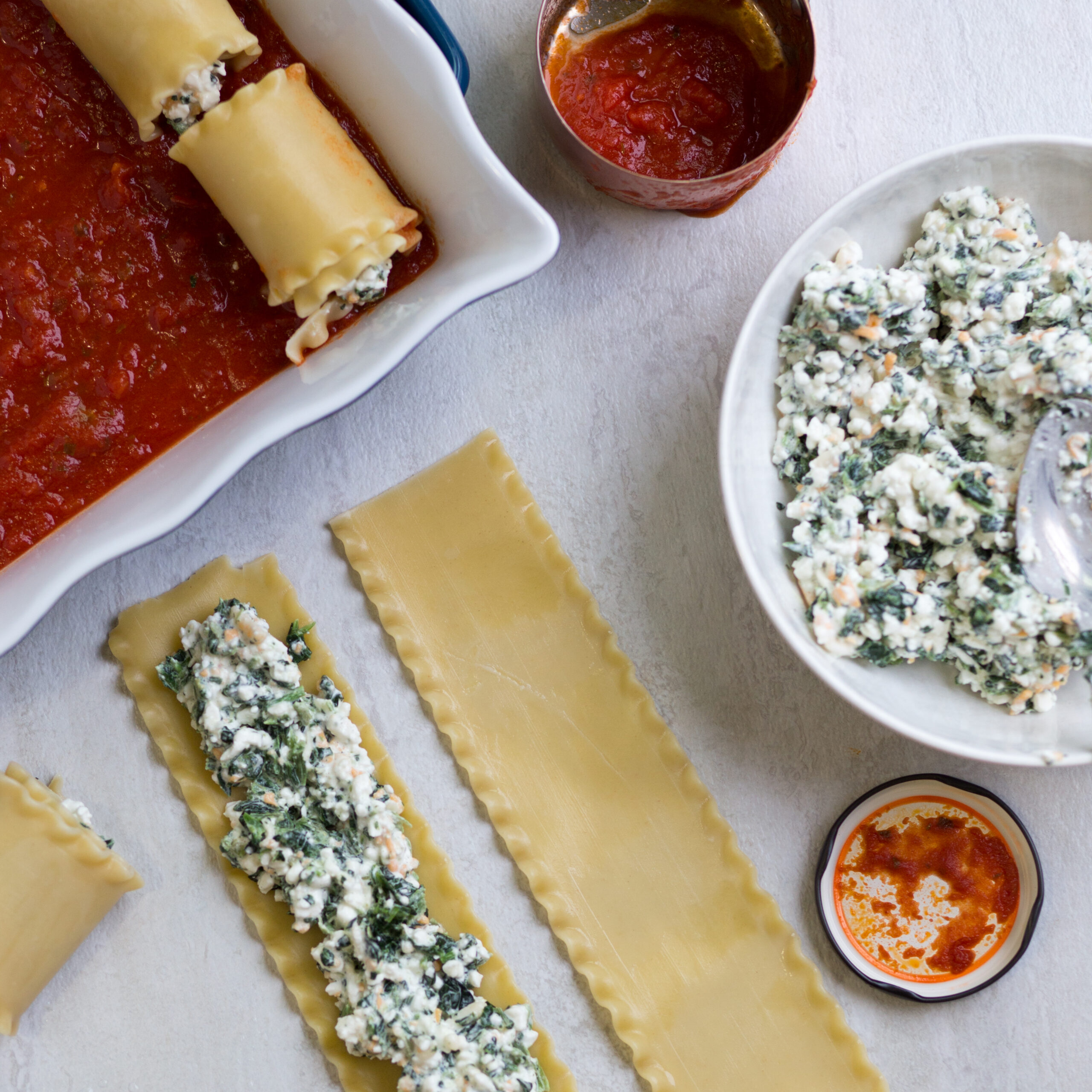 Cheese and Spinach Lasagna Roll-Ups