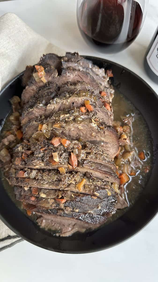 Wine-Braised Succulent Yom Tov Roast with Diced Vegetables